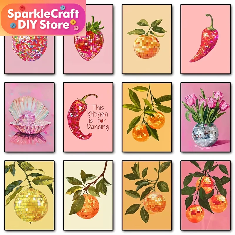 Fruit Roll Up - Pittura Diamante 5D: Sfera Specchiata Arancione